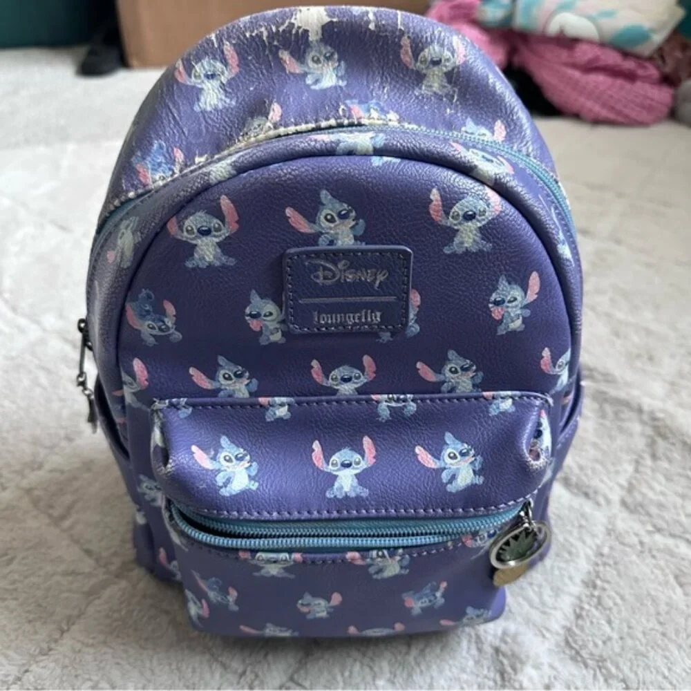 FLAWED Disney x Loungefly | Purple Lilo & Stitch Poses Mini Backpack | One Size